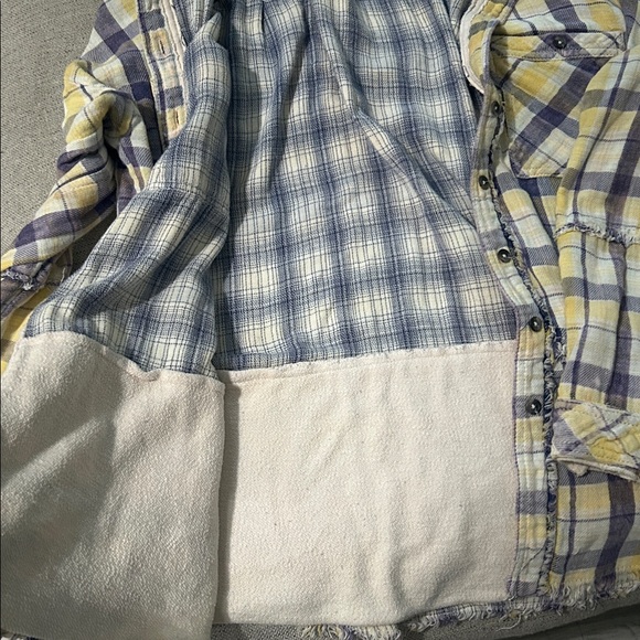 We The Free Yellow and Cream Plaid Hooded Shirt - Picture 5 of 5